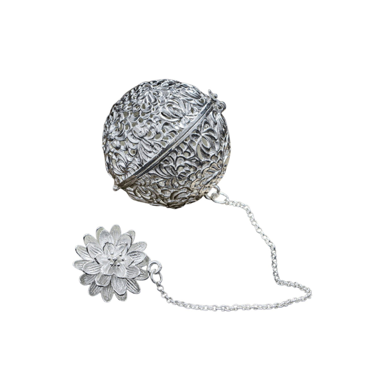 Handcrafted 999 Fine Silver Tea Filter Ball 1