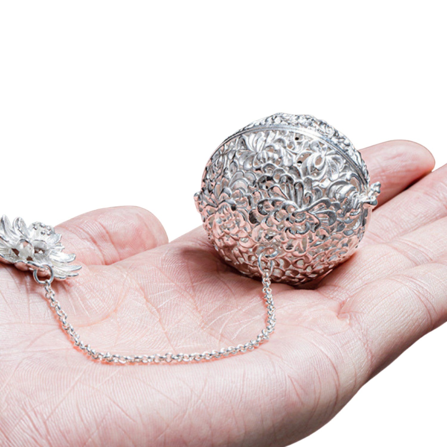 Handcrafted 999 Fine Silver Tea Filter Ball 1