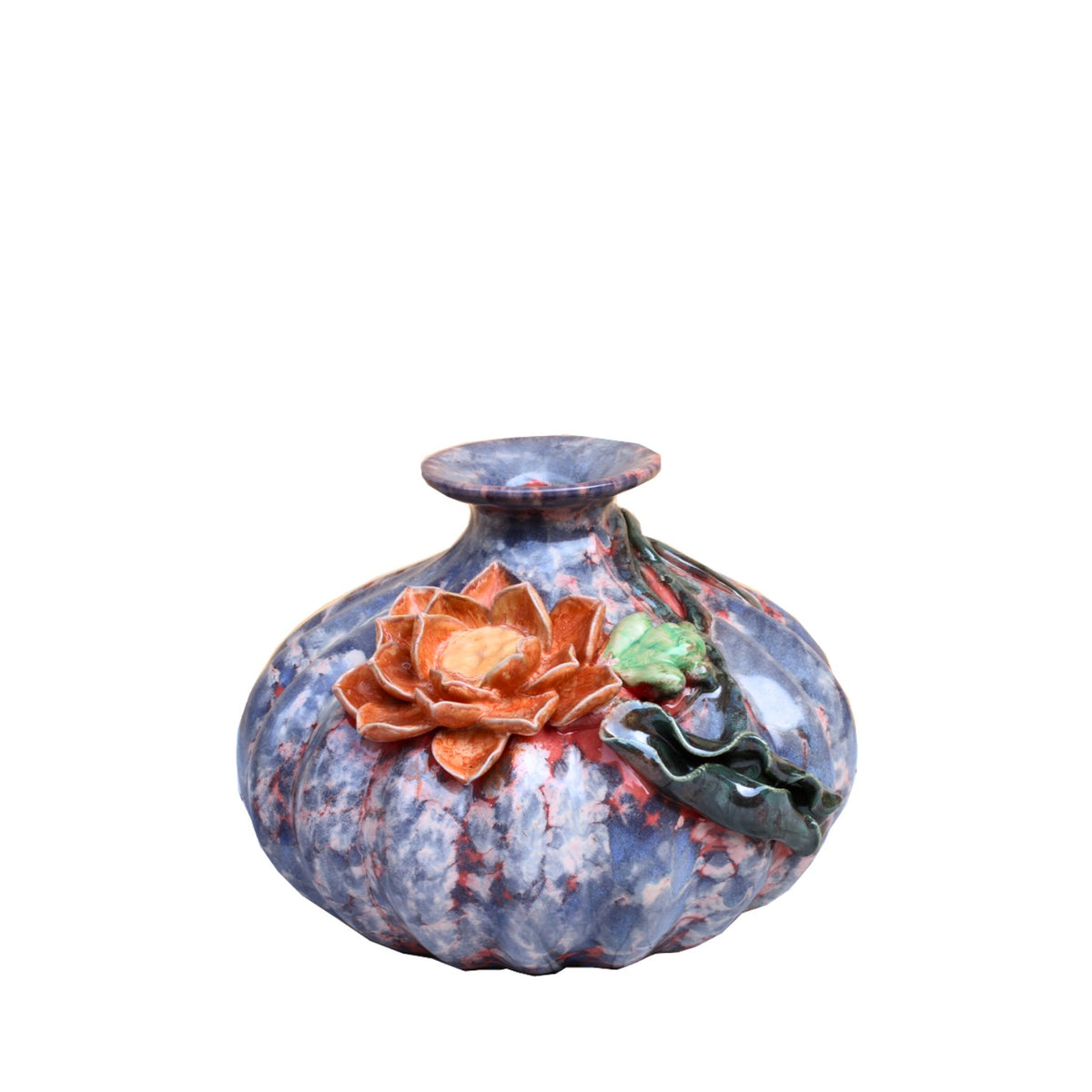 Handcrafted Bat Trang Ceramic Vase With Embossed Design 05