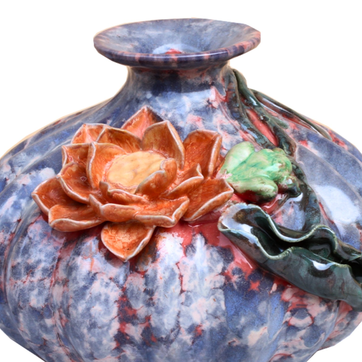 Handcrafted Bat Trang Ceramic Vase With Embossed Design 05