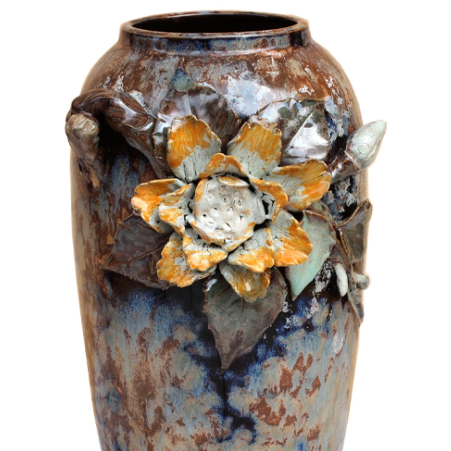 Handcrafted Bat Trang Ceramic Vase With Embossed Design 06