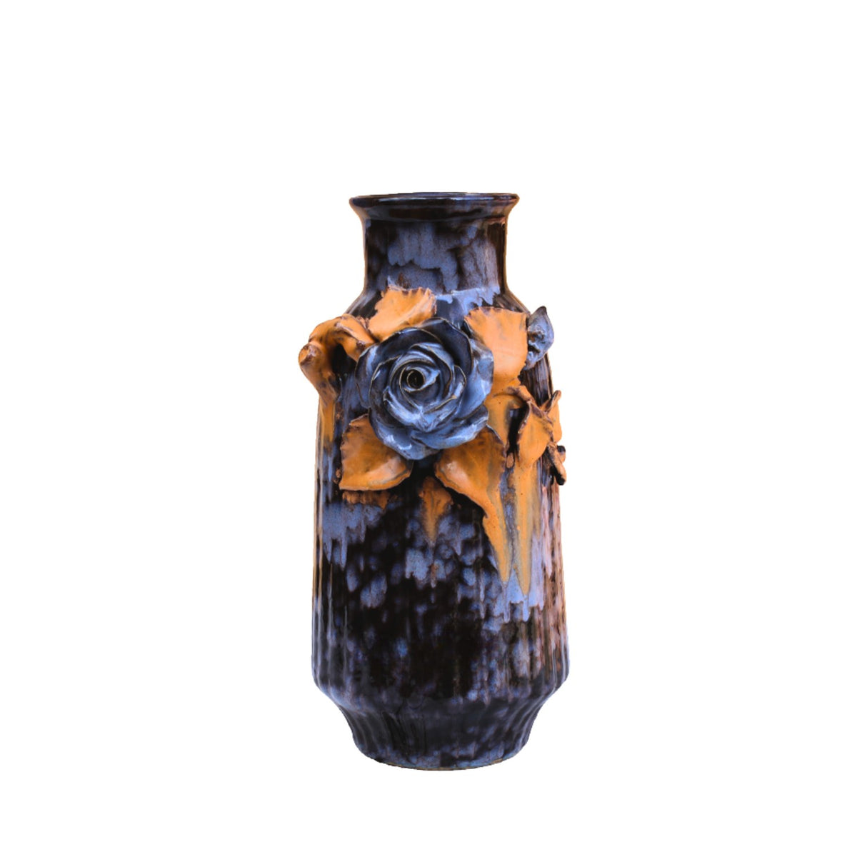Handcrafted Bat Trang Ceramic Vase With Embossed Design 07