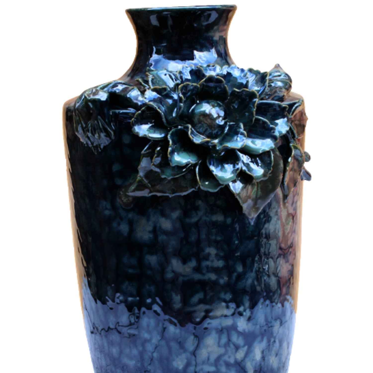 Handcrafted Bat Trang Ceramic Vase With Embossed Design 08