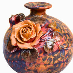 Handcrafted Bat Trang Ceramic Vase With Embossed Design 04