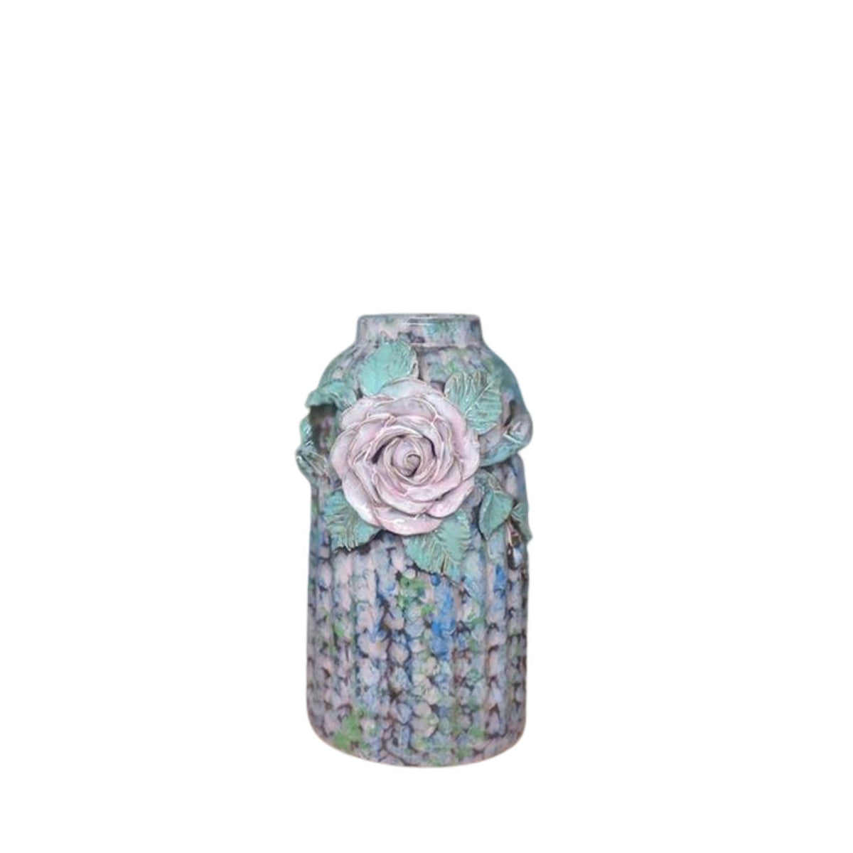 Handcrafted Bat Trang Ceramic Vase With Embossed Design 01