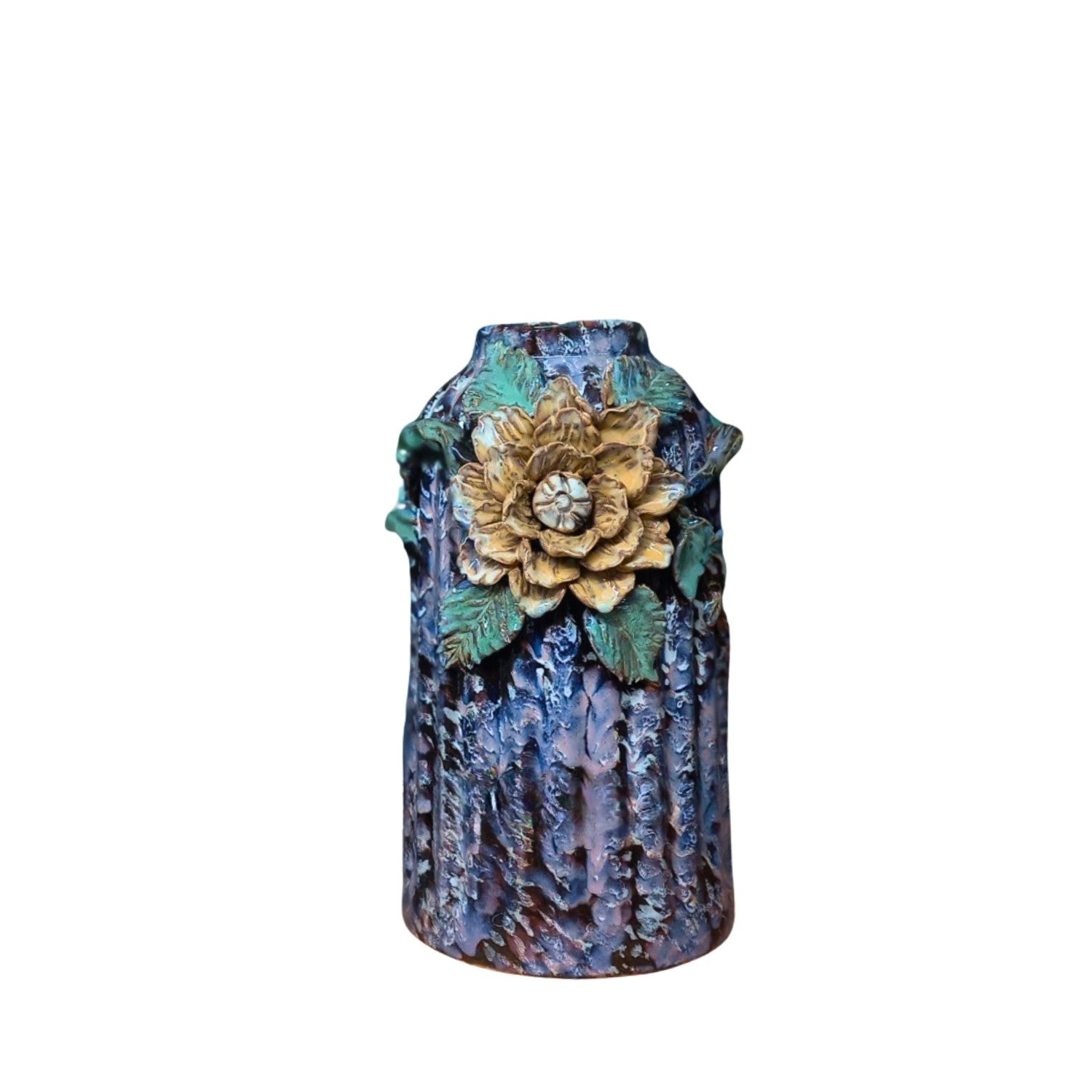 Handcrafted Bat Trang Ceramic Vase With Embossed Design 02