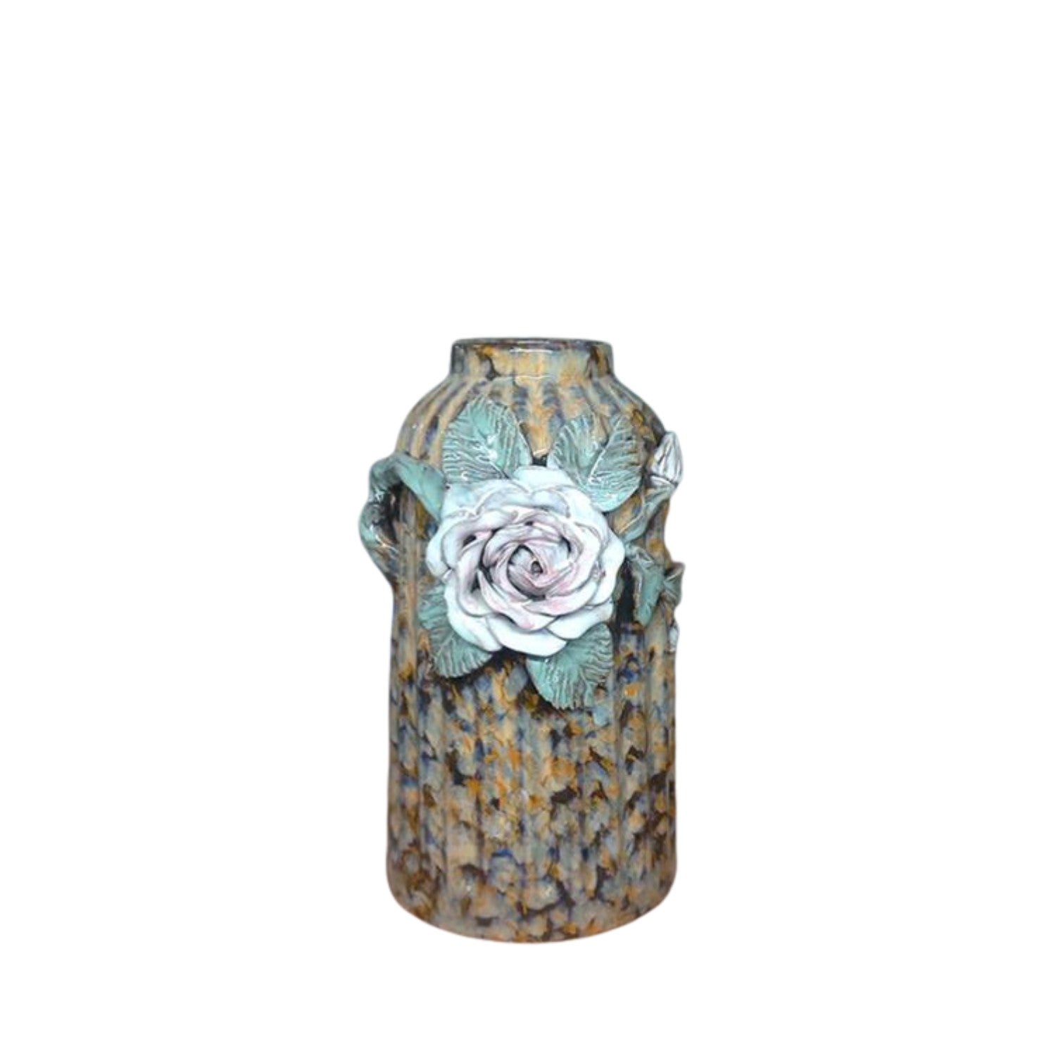 Handcrafted Bat Trang Ceramic Vase With Embossed Design 02