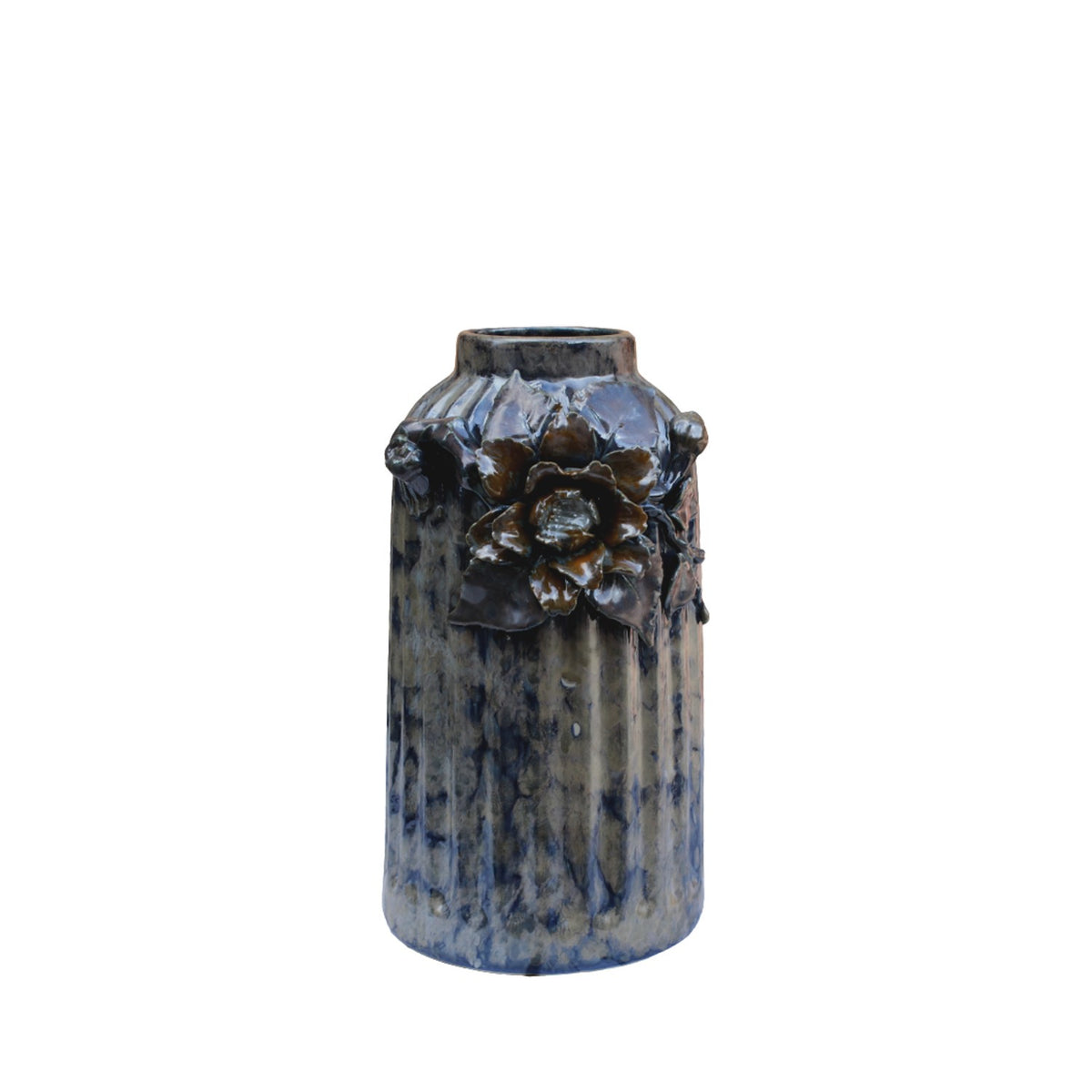 Handcrafted Bat Trang Ceramic Vase With Embossed Design 03