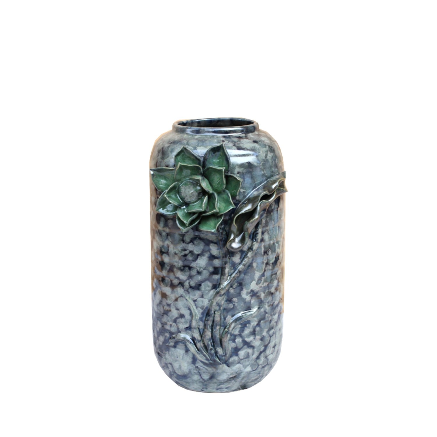 Handcrafted Bat Trang Ceramic Vase With Embossed Design 03