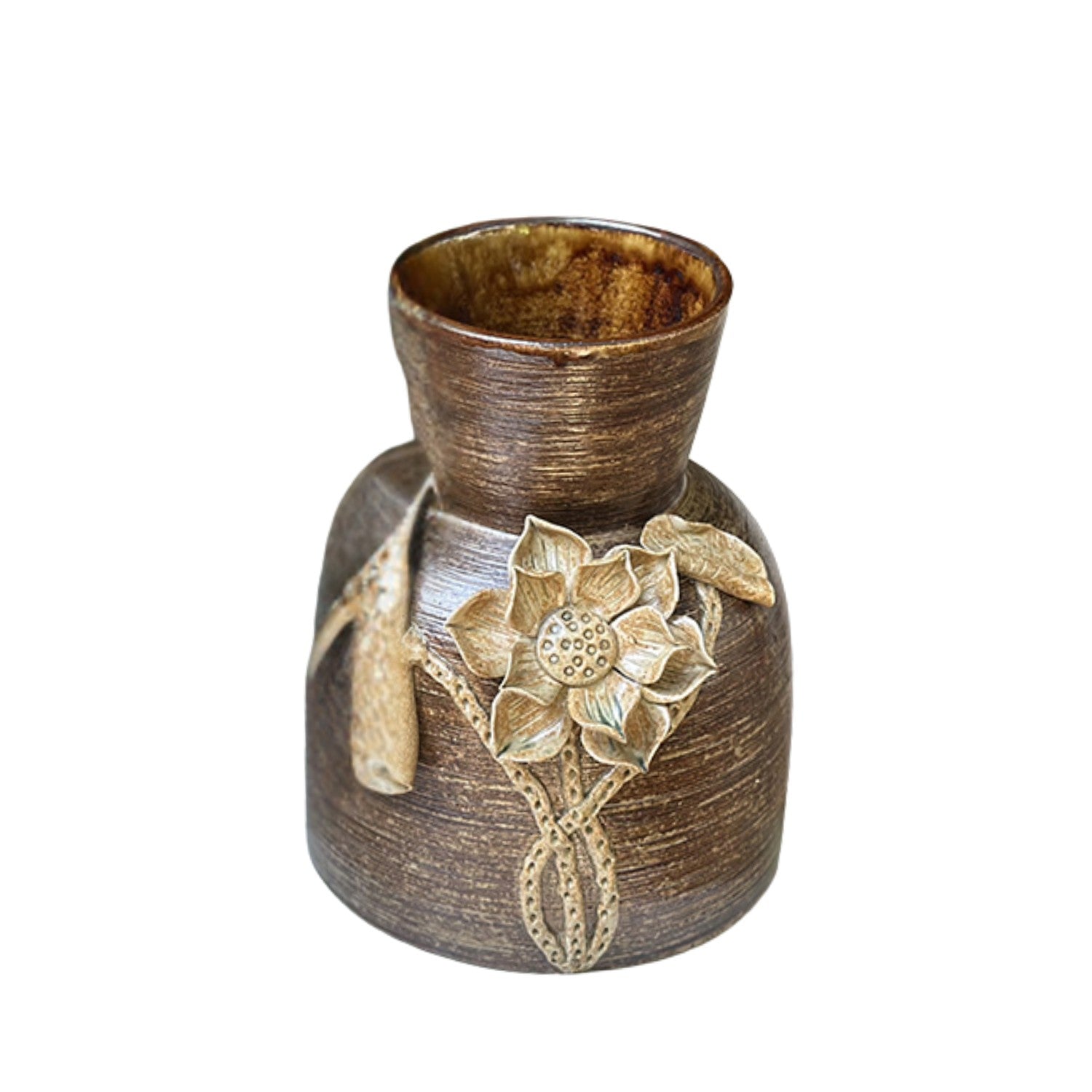 Handcrafted Ceramic Flower Vase With Embossed Design