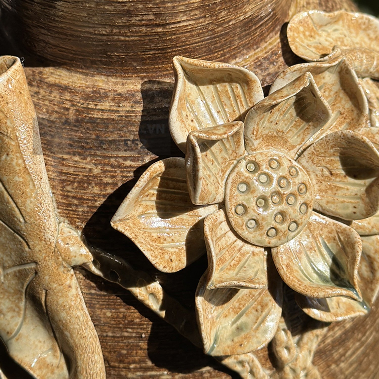 Handcrafted Ceramic Flower Vase With Embossed Design
