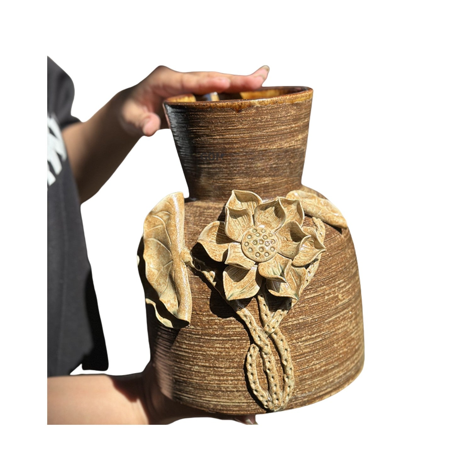 Handcrafted Ceramic Flower Vase With Embossed Design