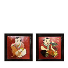 Handcrafted Ceramic Painting With Prosperity And Wealth Motif