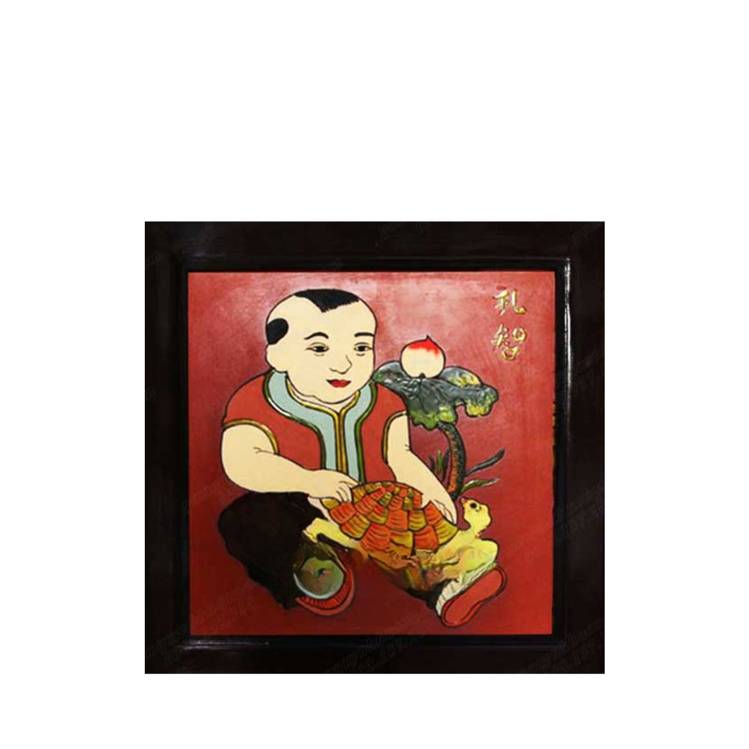 Handcrafted Ceramic Painting With Prosperity And Wealth Motif