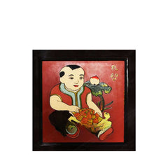 Handcrafted Ceramic Painting With Prosperity And Wealth Motif