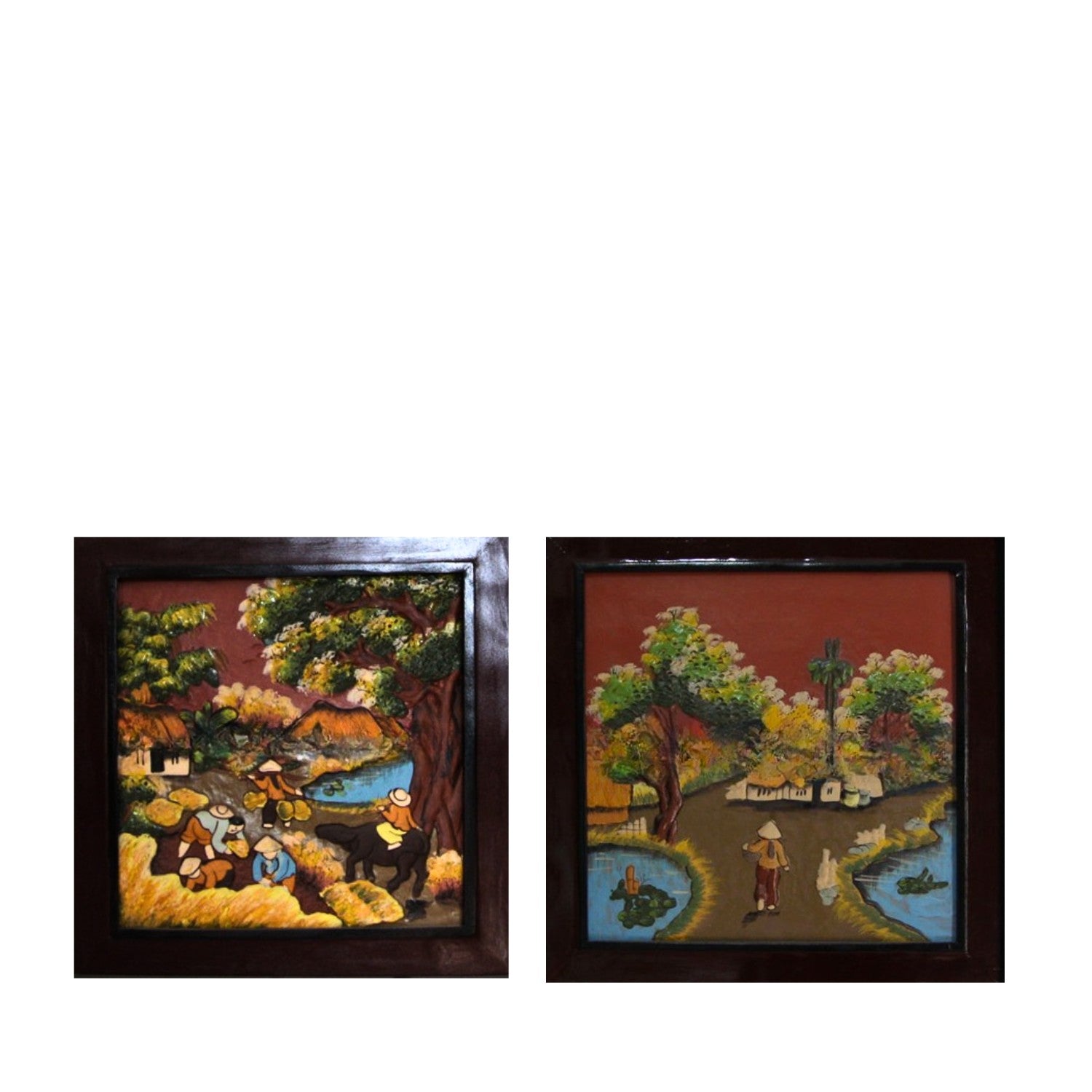 Handcrafted Ceramic Paintings With Countryside Motifs