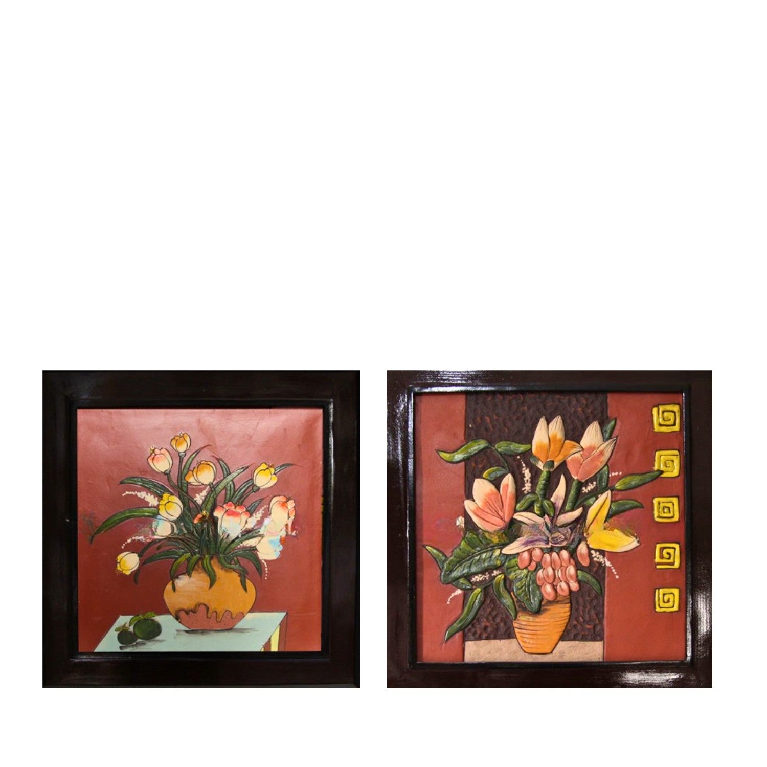 Handcrafted Ceramic Paintings With Flower Vase Pattern 2