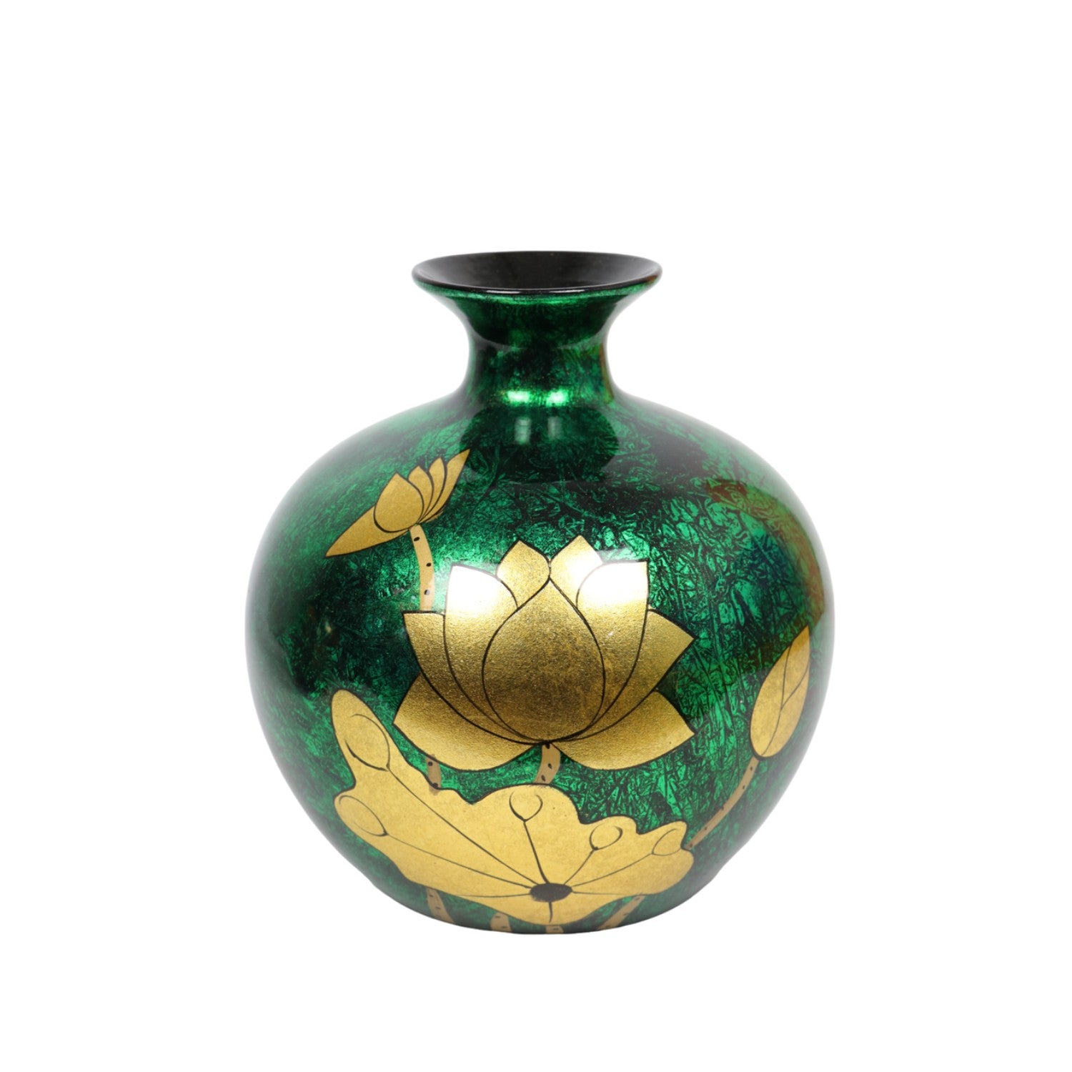 Handcrafted Lotus Pattern Lacquered Ceramic Vase 2