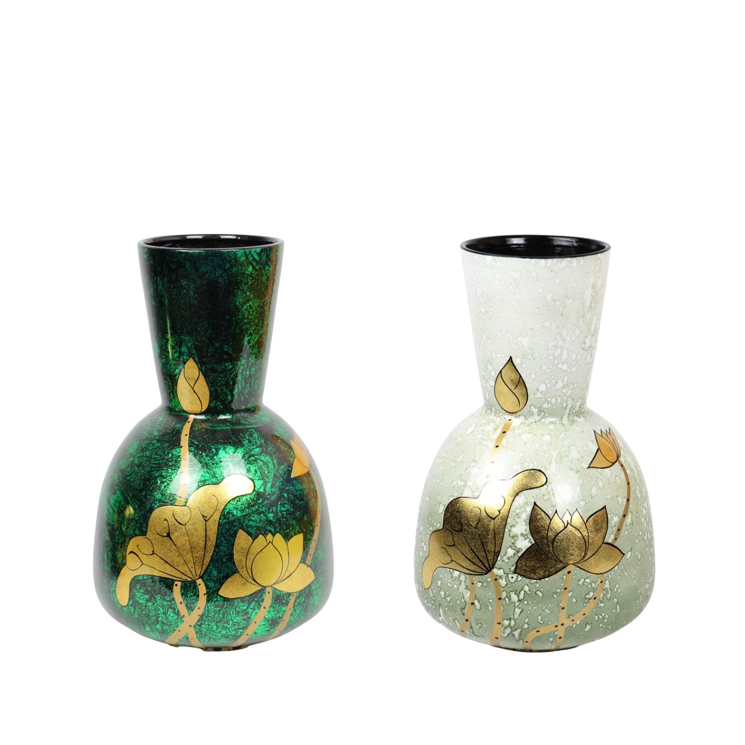 Handcrafted Lotus Pattern Lacquered Ceramic Vase