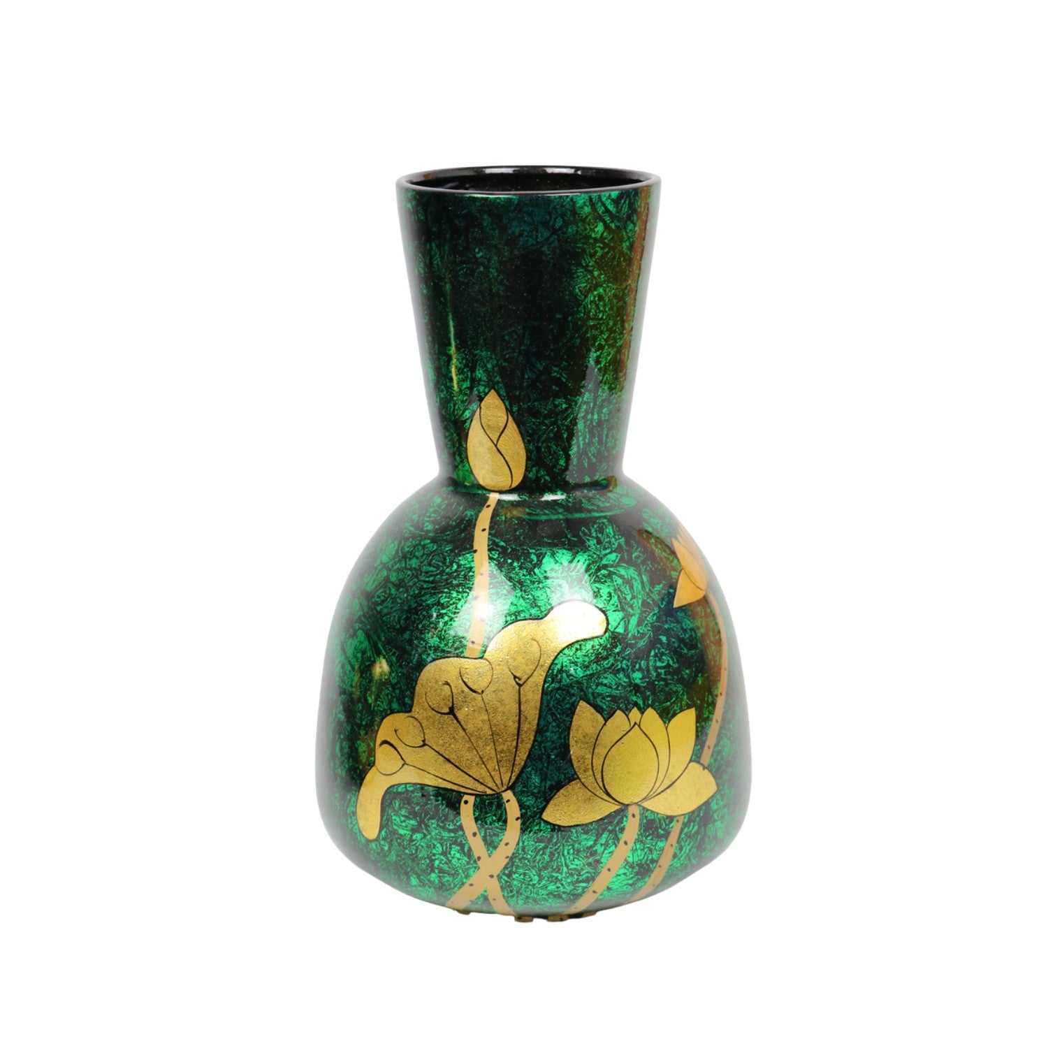 Handcrafted Lotus Pattern Lacquered Ceramic Vase