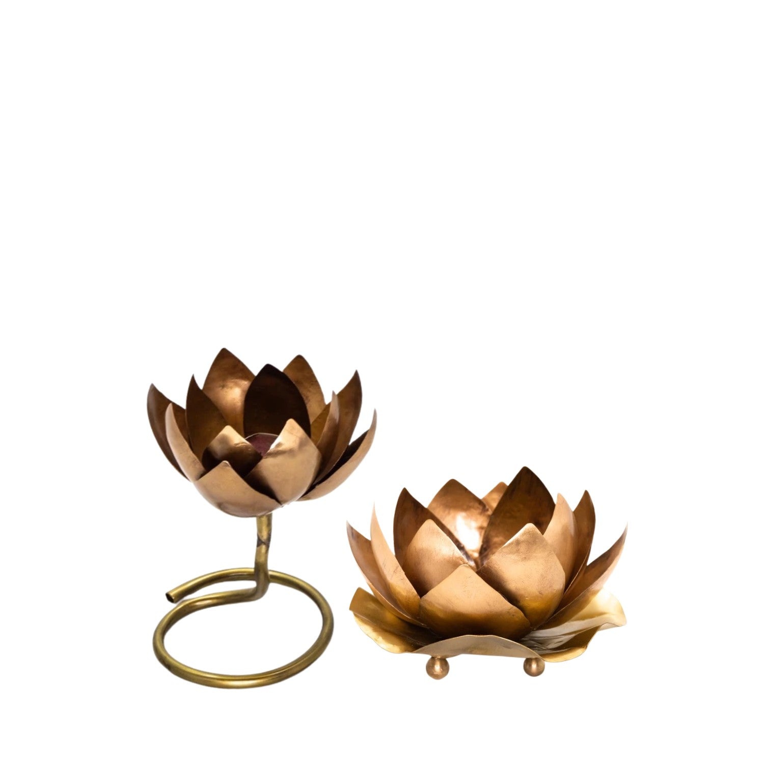 Handcrafted  Pure Brass Lotus Flower Candle Holder