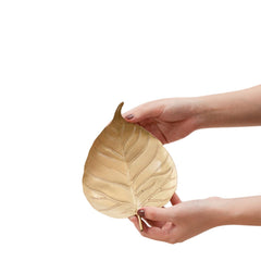 Handcrafted Pure Copper Tray In The Shape Of A Bodhi Leaf