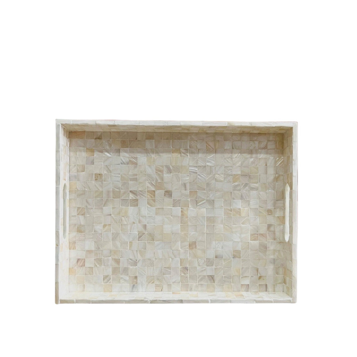 Handcrafted Rectangular Tray With Mother Of Pearl Inlay 1