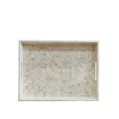 Handcrafted Rectangular Tray With Mother Of Pearl Inlay 1