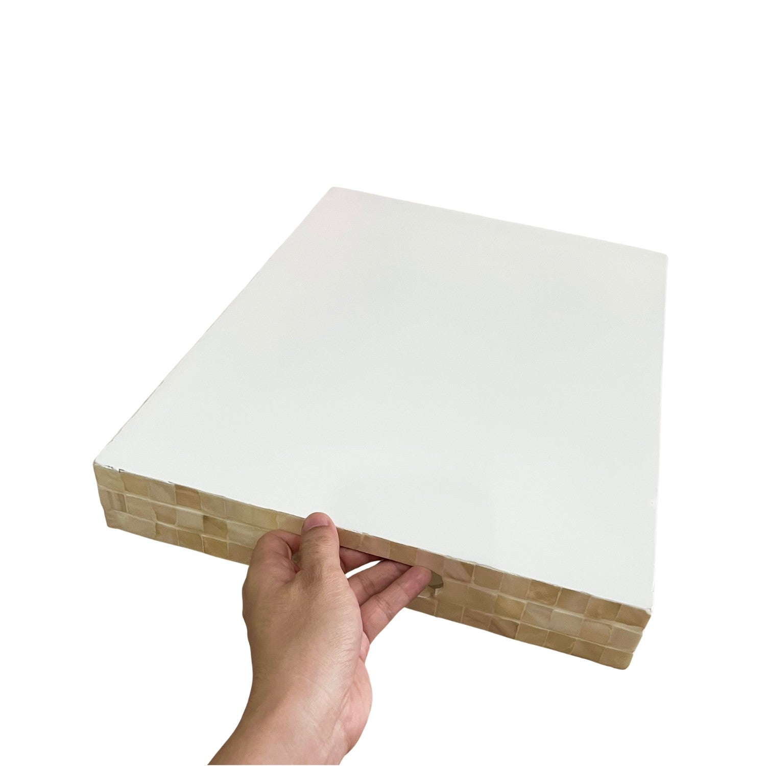 Handcrafted Rectangular Tray With Mother Of Pearl Inlay 1