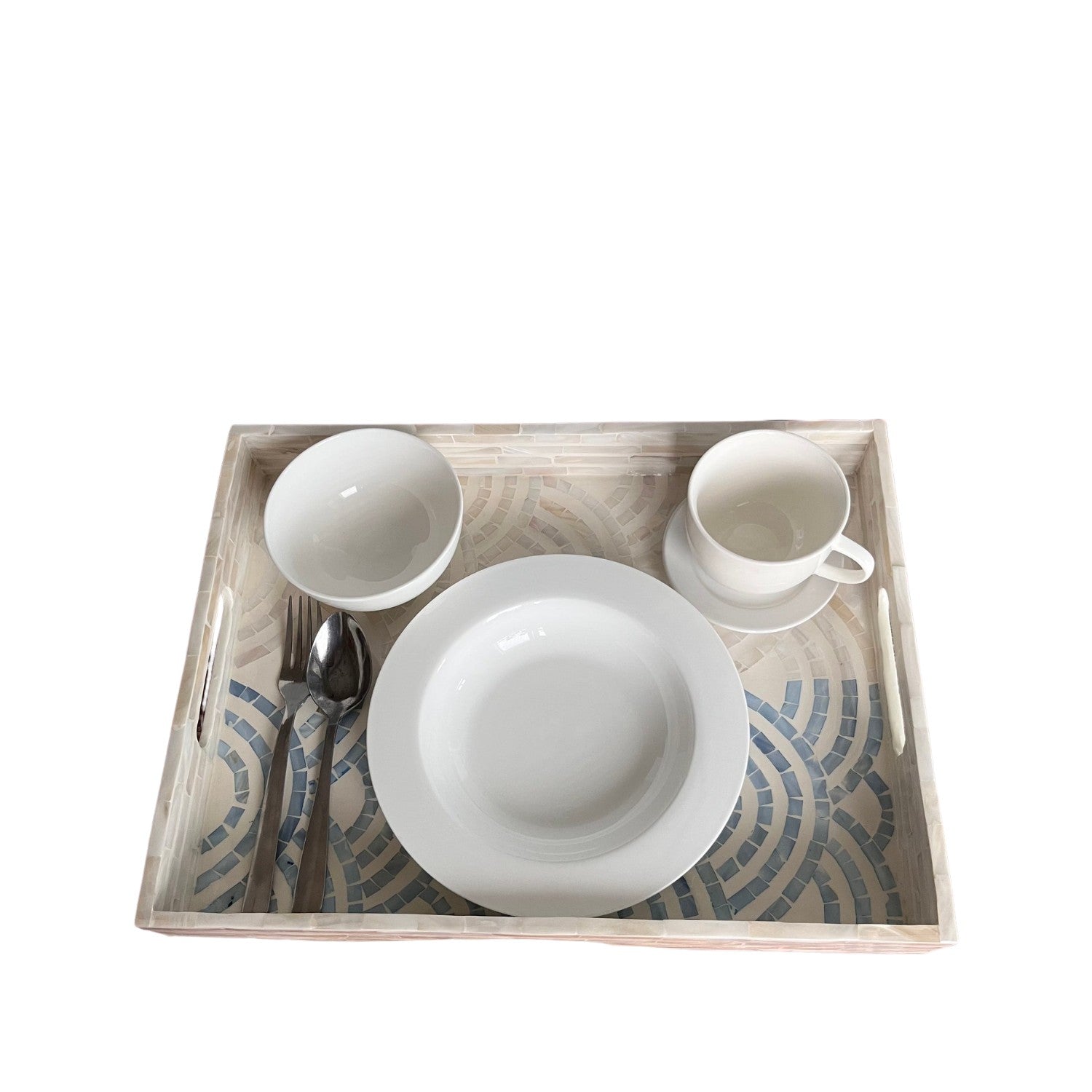 Handcrafted Rectangular Tray With Mother Of Pearl Inlay 3