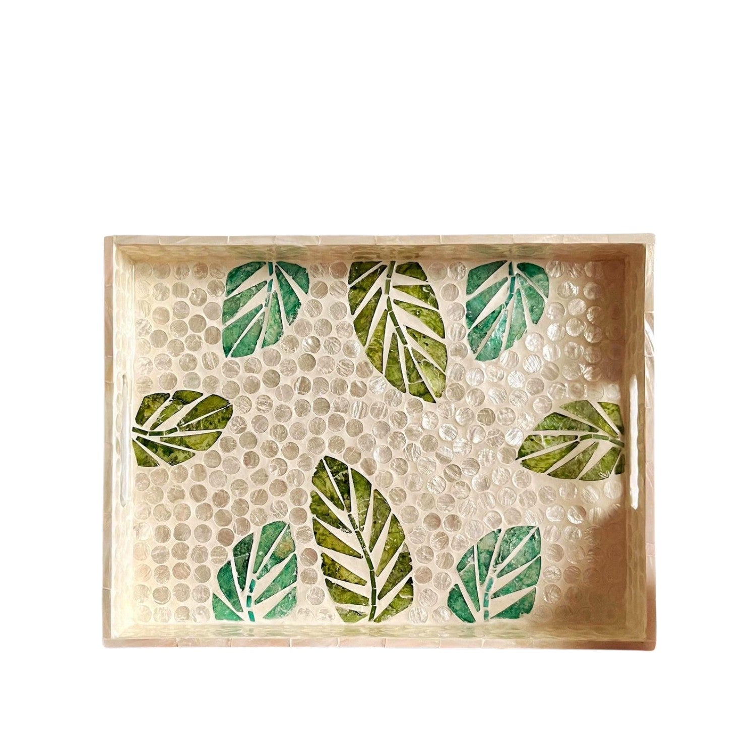 Handcrafted Rectangular Tray With Mother Of Pearl Inlay 5
