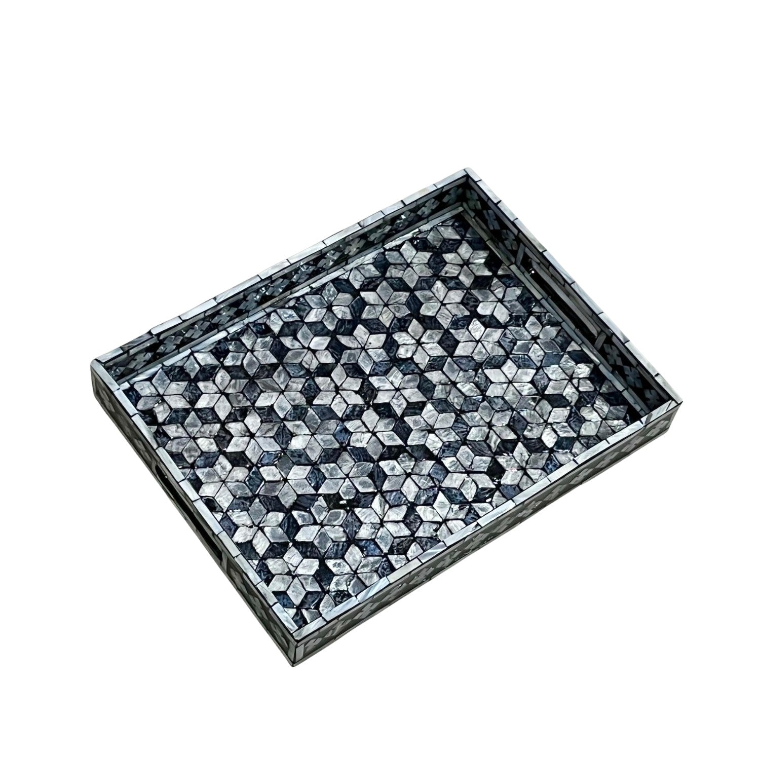 Handcrafted Rectangular Tray With Mother Of Pearl Inlay 7