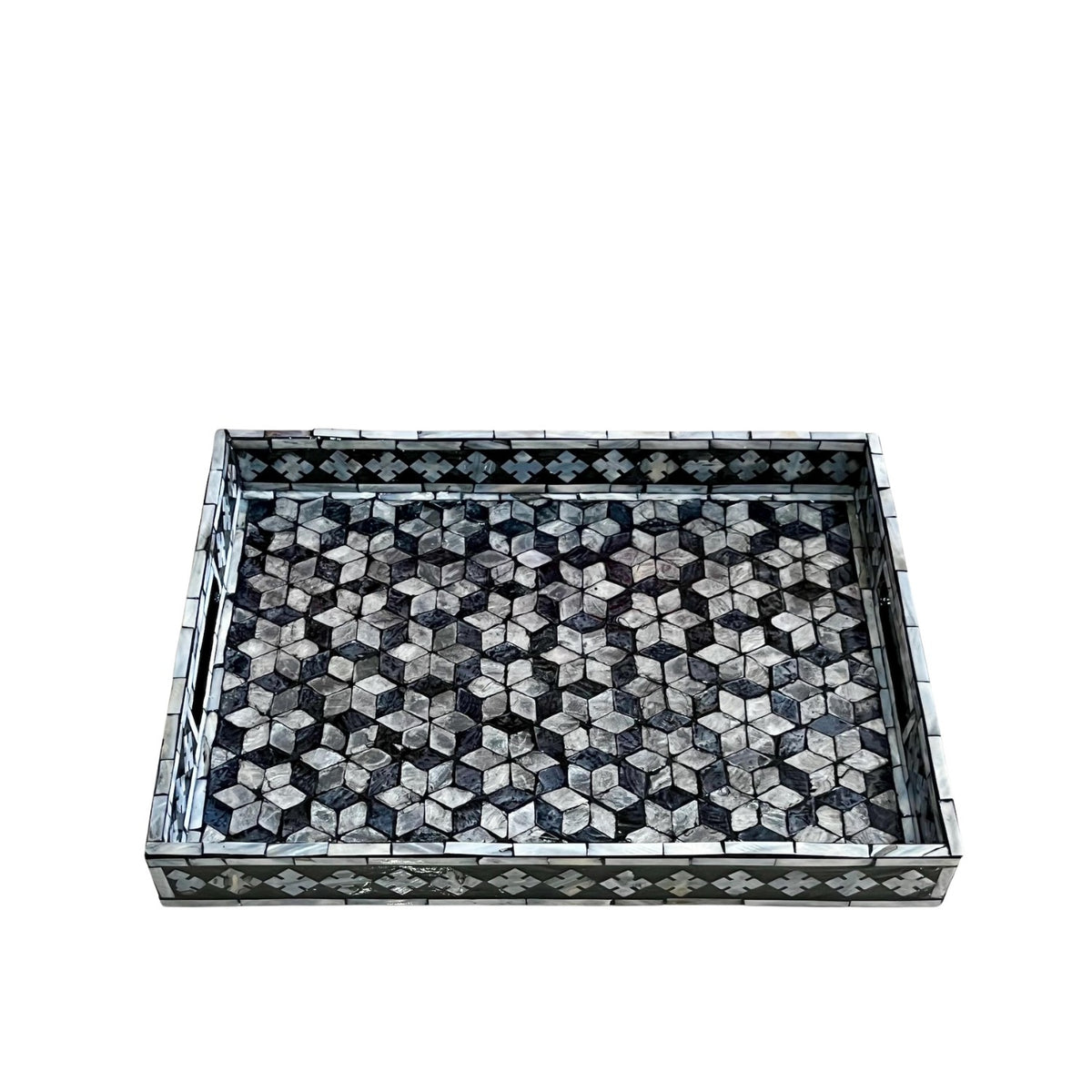 Handcrafted Rectangular Tray With Mother Of Pearl Inlay 7