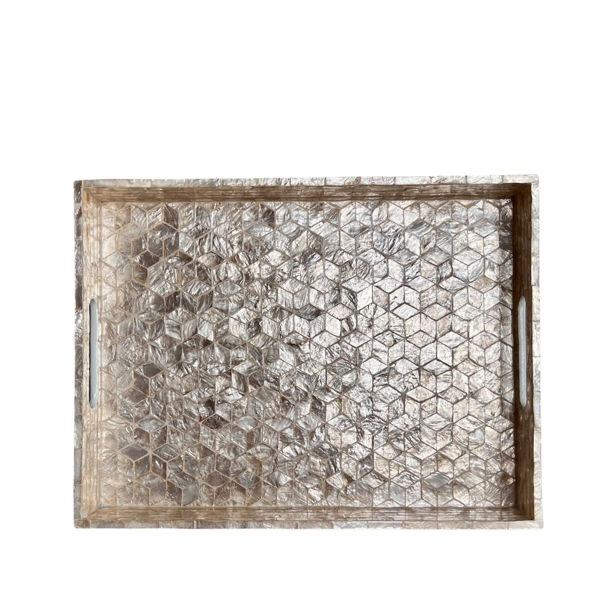 Handcrafted Rectangular Tray With Mother Of Pearl Inlay