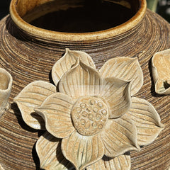 Handcrafted Round Ceramic Vase With Embossed Design