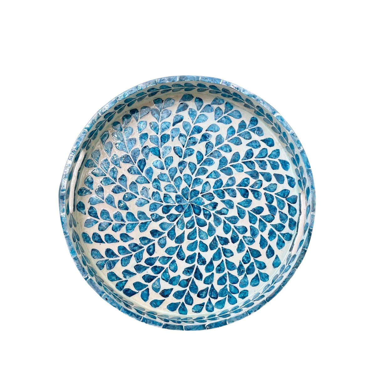 Handcrafted Round Tray With Mother Of Pearl Inlay 1