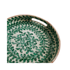 Handcrafted Round Tray With Mother Of Pearl Inlay 2