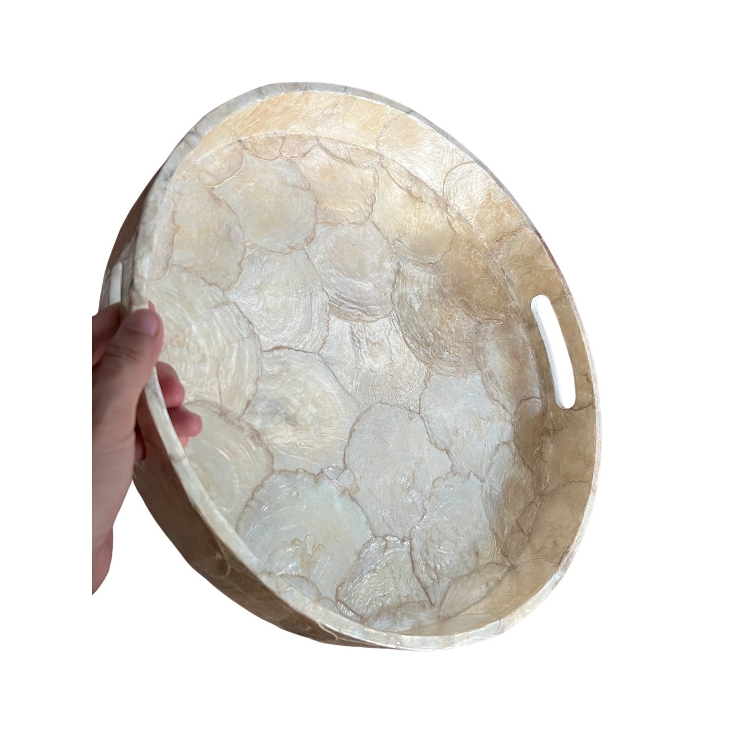 Handcrafted Round Tray With Mother Of Pearl Inlay 3