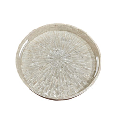 Handcrafted Round Tray With Mother Of Pearl Inlay 4