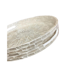Handcrafted Round Tray With Mother Of Pearl Inlay 4