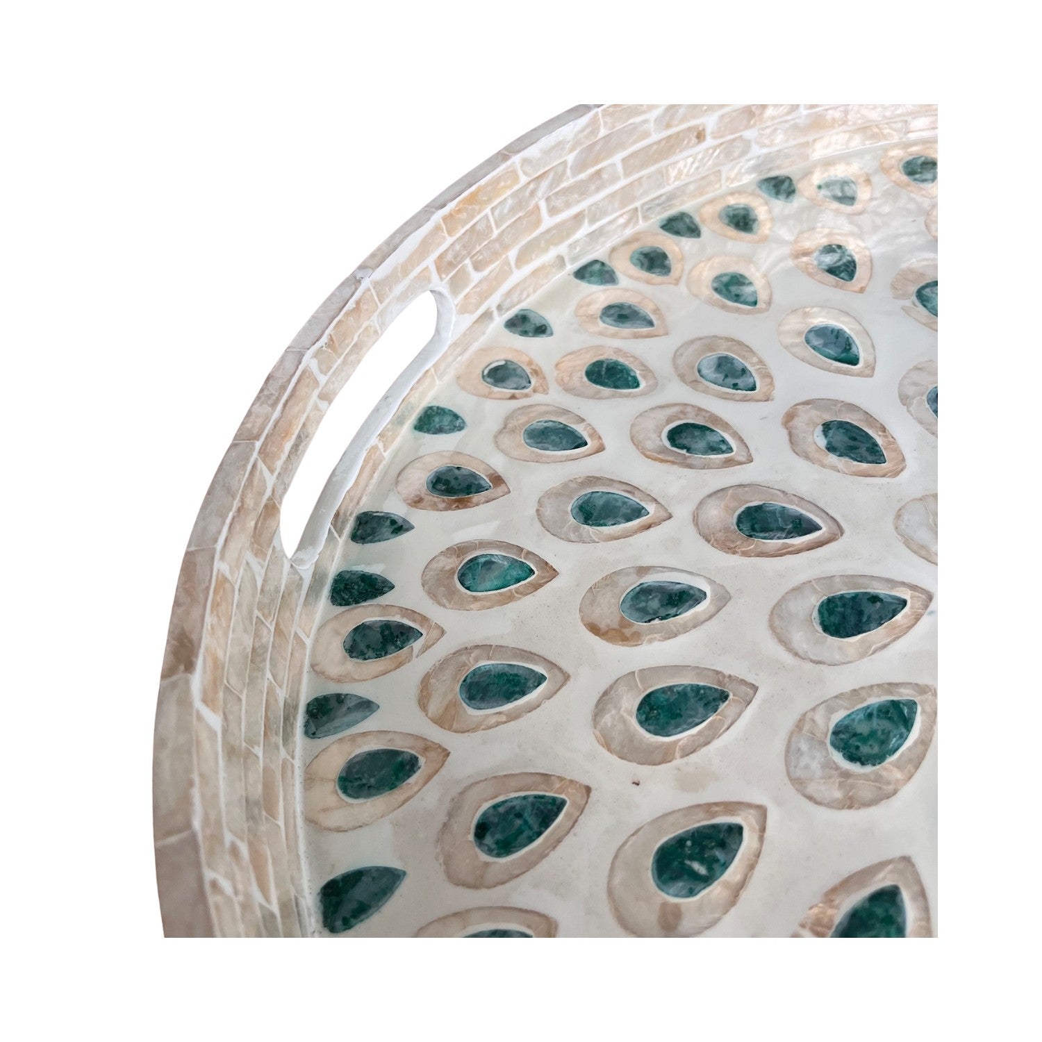 Handcrafted Round Tray With Mother Of Pearl Inlay 5