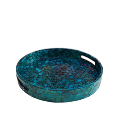 Handcrafted Round Tray With Mother Of Pearl Inlay 6