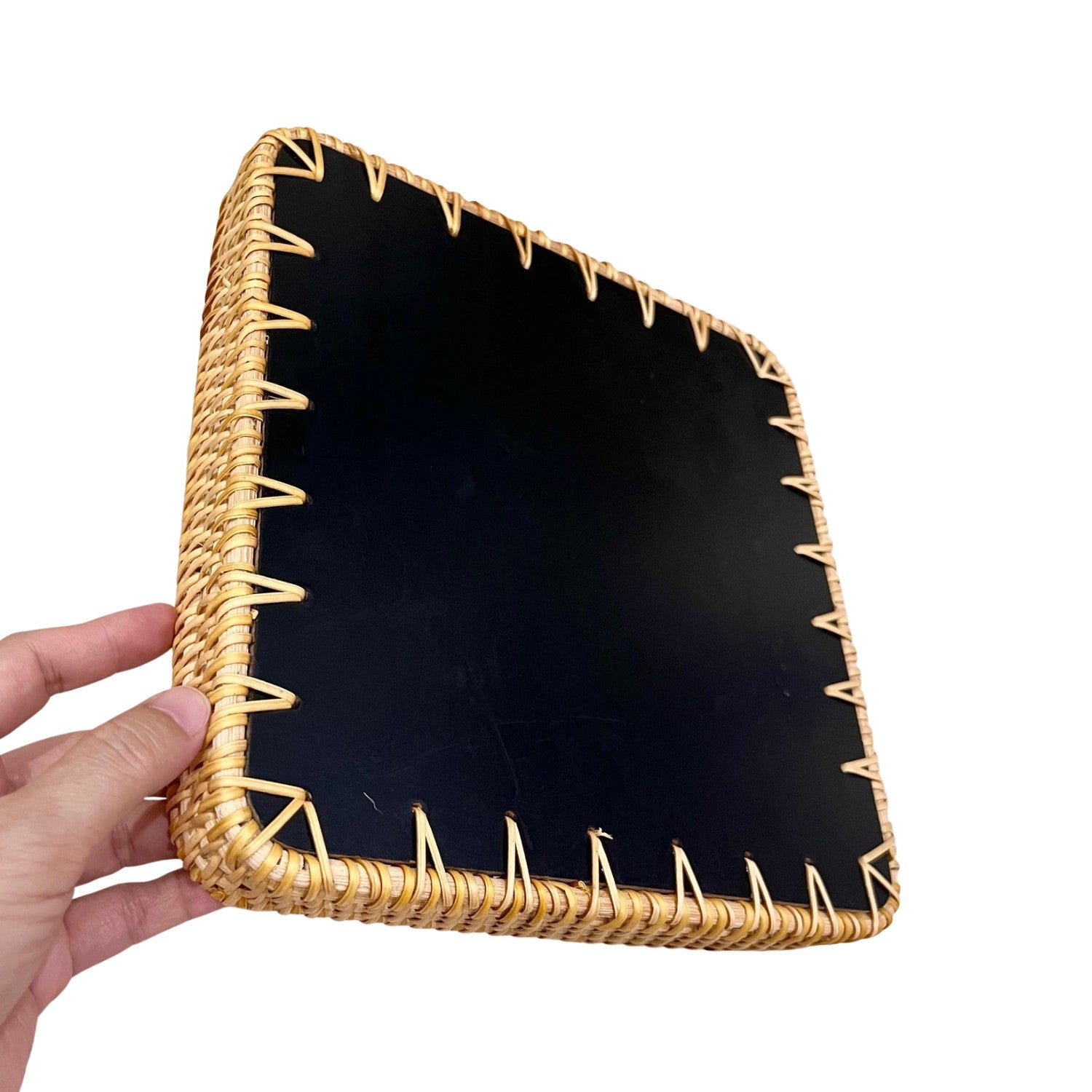 Handcrafted Square Tray Rattan Tray With Mother Of Pearl Inlay 1