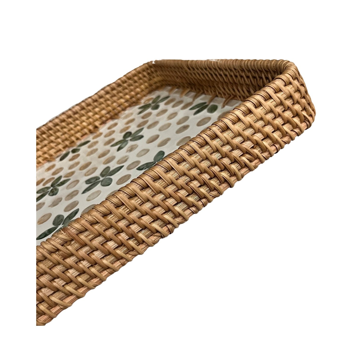 Handcrafted Square Tray Rattan Tray With Mother Of Pearl Inlay 2