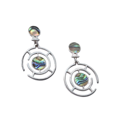 Handcrafted Abalone Shell Silver Maze Earrings