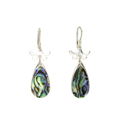 Handcrafted Abalone Shell Teardrop Silver Earrings