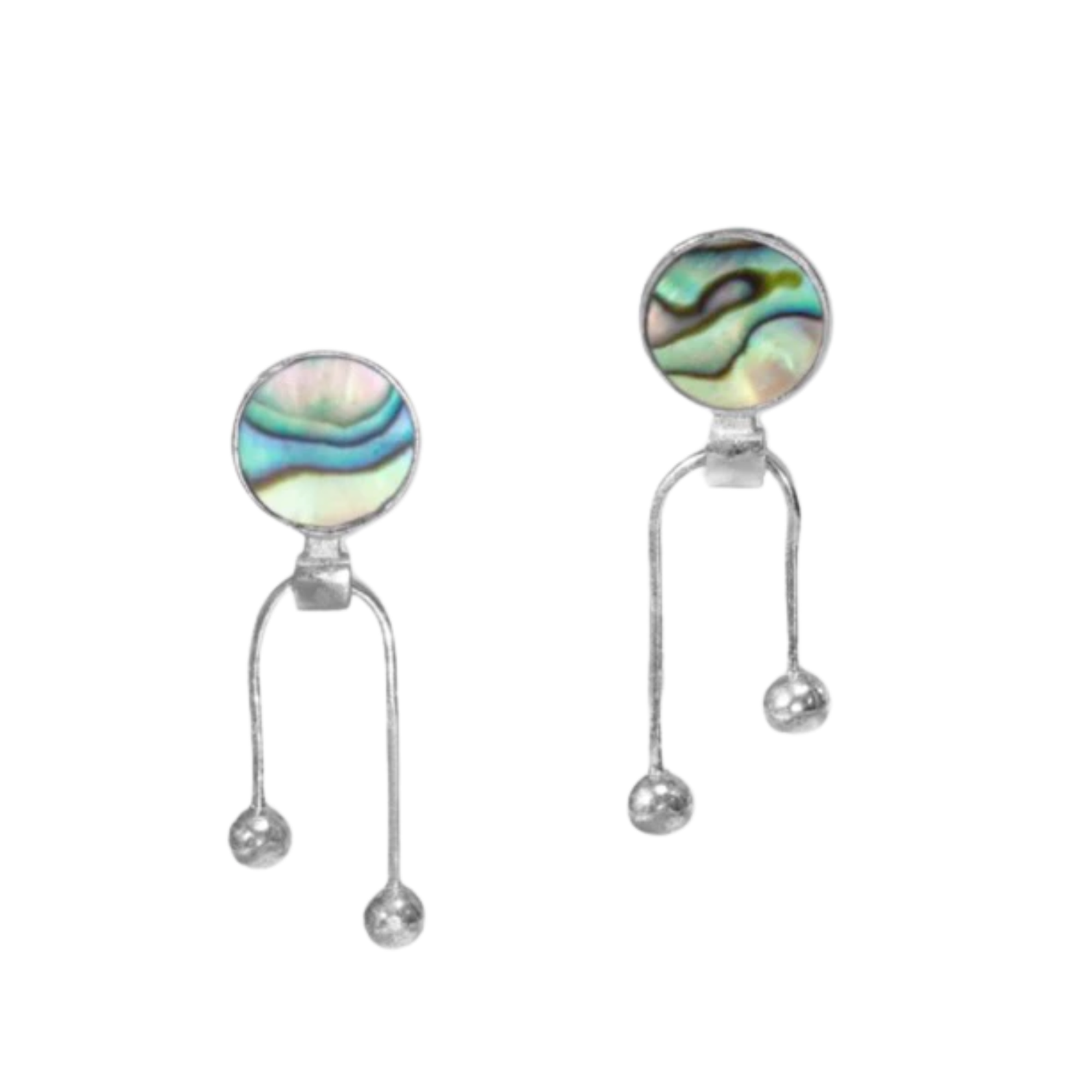 Handcrafted Full Moon Abalone Shell Silver Earrings
