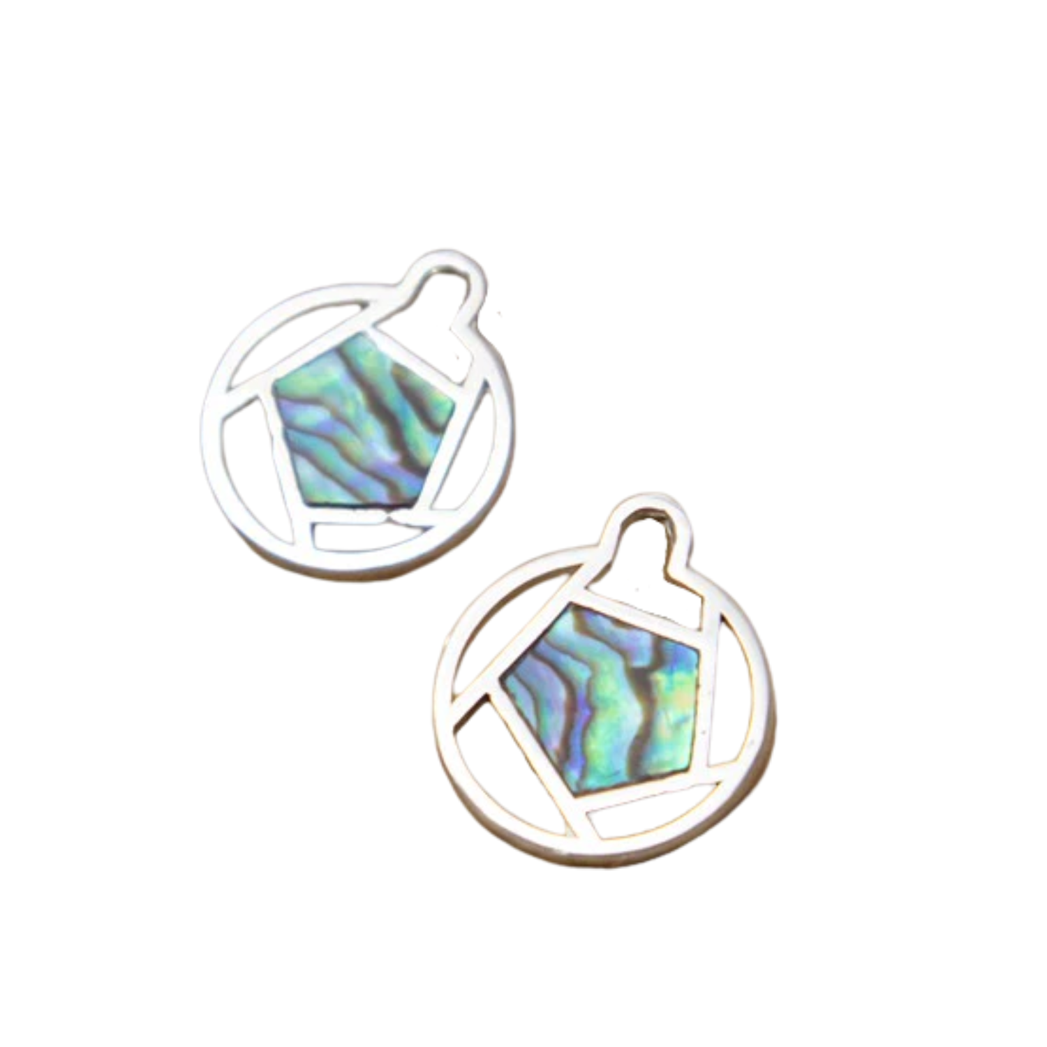 Handcrafted Hexagonal Mother Of Pearl Silver Earrings