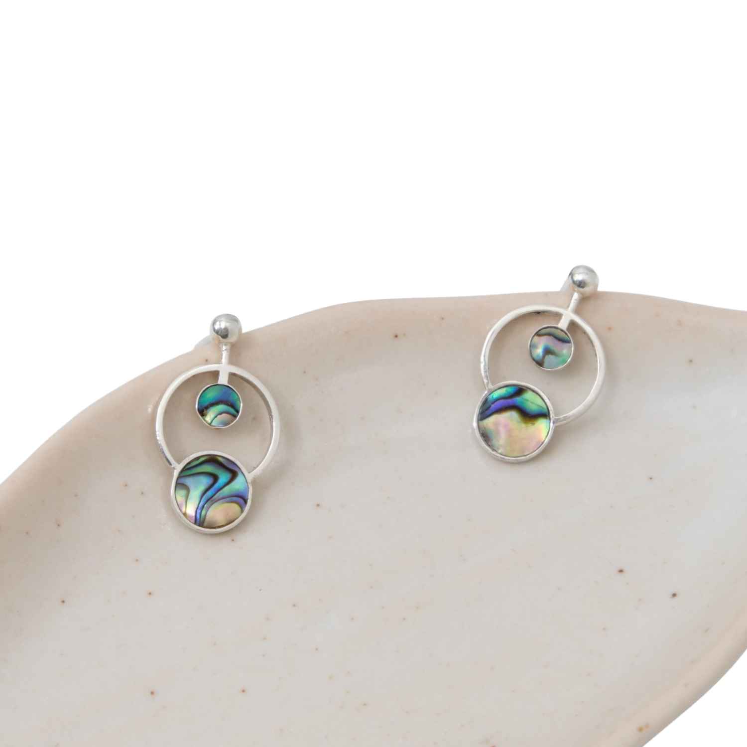 Handcrafted Silver Abalone Shell Earrings 1