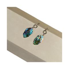 Handcrafted Silver Hexagonal Abalone Shell Earrings